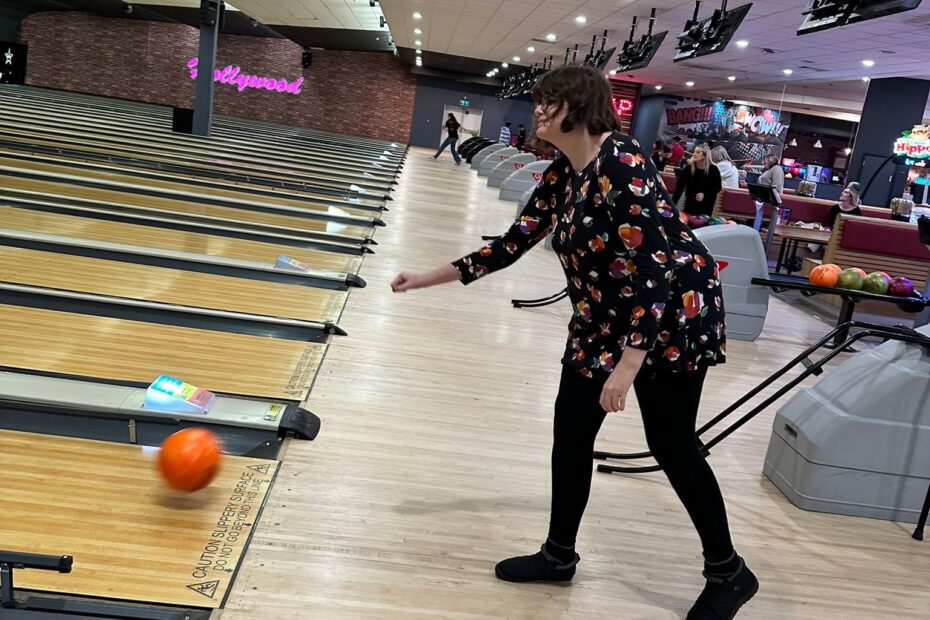 Service users at Aztec Day Services at the bowling alley